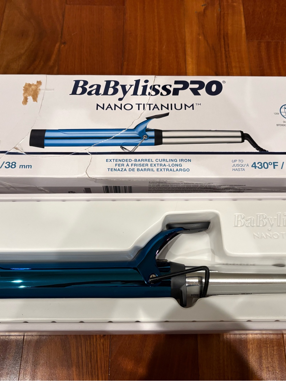 BaBylissPRO Nano Titanium Extended-Barrel Curling Iron - Teal Blue
